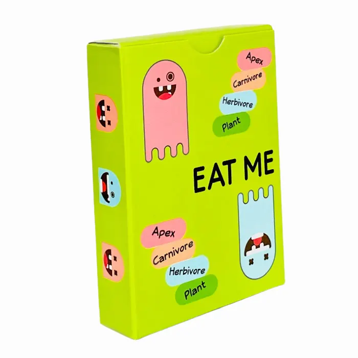 The EAT ME card game box